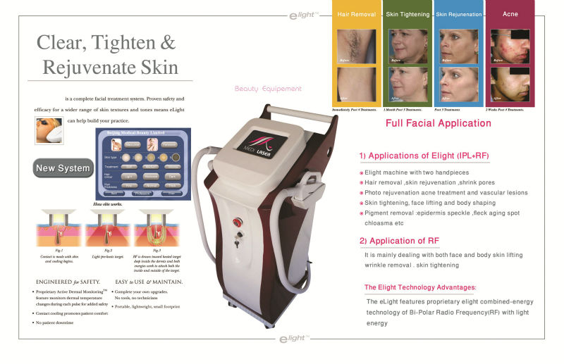 E Light RF IPL Beauty Equipment , Effective Hair Removal Machine